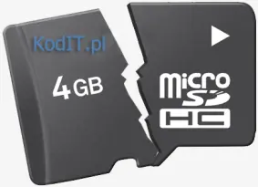 Pęknięta złamana karta pamięci microsd